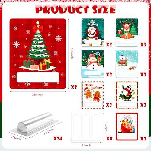 Christmas Money Holders for Cash Gift 24 Sets Cute Snowman Santa Merry Christmas Cards Money Holder Ornaments with Plastic Cover and Double Sided Tape for Hanging Christmas Tree Xmas Holiday Gifts