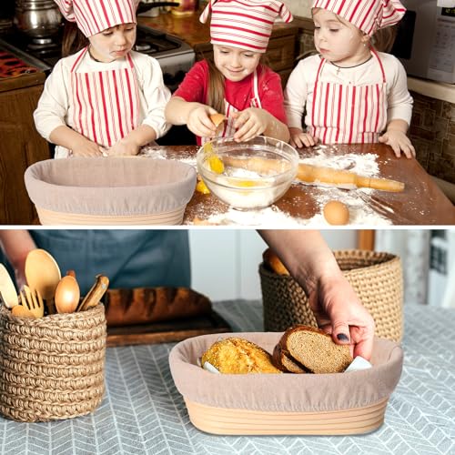 Gejoy 12-Pack Oval Bread Proofing Baskets 10 Inch with Liners & Scrapers