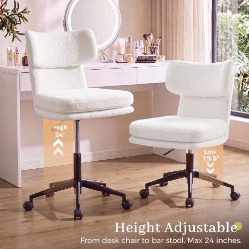 GTPOFFICE Vanity Chair with Plush Seat & Adjustable Height - TV White