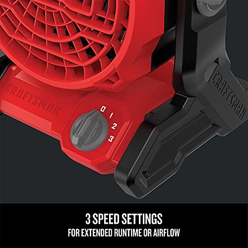 20V Cordless Jobsite Fan with 3-Speed Settings and Pivoting Head