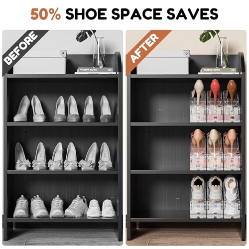 Neprock Transparent Shoe Stacker Set - Space Saving 20 Pack, Adjustable Height, Thickened, Clear Shoe Organizer