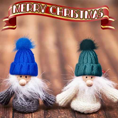 Bencailor Mini Christmas Knit Hats Doll Crafts Xmas Tiny Small Christmas Knit Hats Tree Ornaments for DIY Accessories