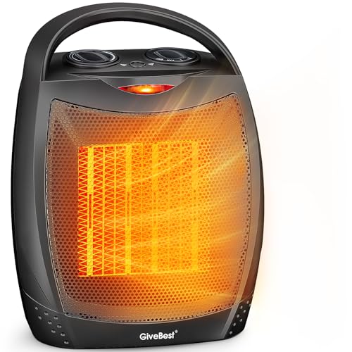 GiveBest Black Portable Electric Space Heater with 2-in-1 Fan & Thermostat
