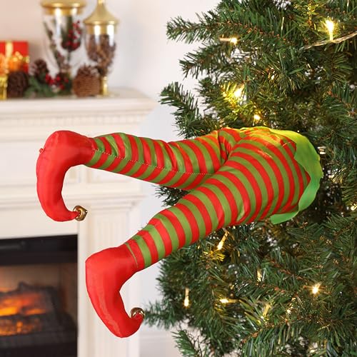 Mr. Christmas 16-Inch Animated Elf Kickers with Jingle Bells - Red (Variation: Elf / Tree Kickers)