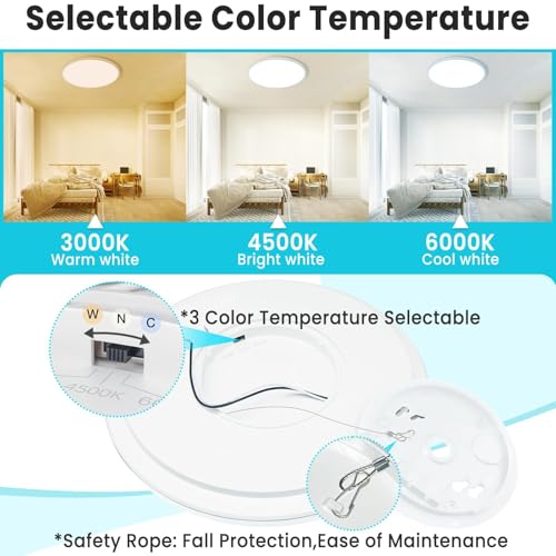 Large LED Ceiling Light 16.5 Inch Flush Mount with 3-Color Temperature 4200LM 36W - White / 1 Pack