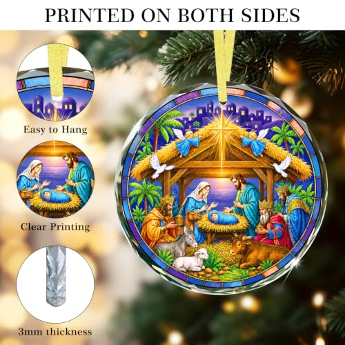 FaCraft 08- Nativity Scene Ornament Christmas Nativity Religious Ornament 3.15in