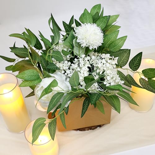 Dark Green 96 PCS Artificial Italian Ruscus Greenery Stems - Faux Silk Foliage for Wedding & Decor