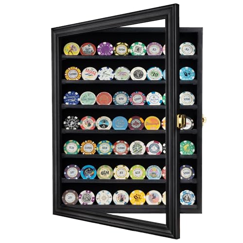 DisplayGifts Black 7-Tier Military Challenge Coin & Medal Display Case