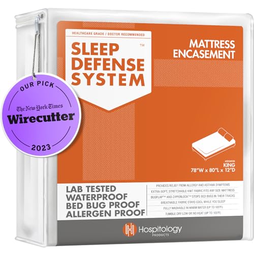 HOSPITOLOGY Mattress Encasement King 12-18 Inch Waterproof Bed Bug Dust Mite Proof