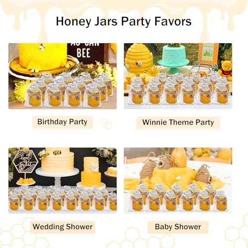 3 Oz Hexagon Honey Jars Set with Dippers and Labels - 70 Pack