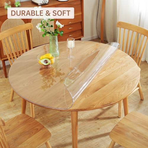 Warmstar Clear Table Protector 2mm Thick 48-Inch Round Cover - Food Safe, Scratch & Spill Protection