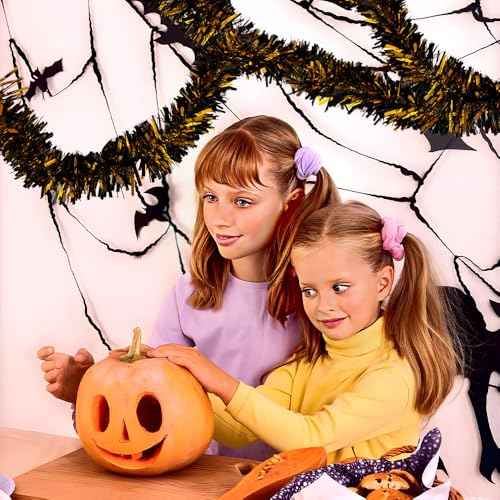 JXITON 33FT Halloween Tinsel Garland Metallic Hanging Twisted Garland for Halloween Party Home Decoration,Orange and Black