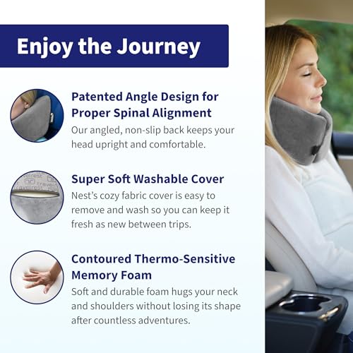 Travelrest Nest Memory Foam Neck Pillow - Grey Travel Support
