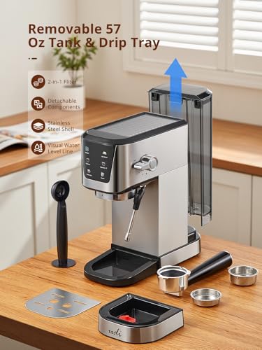 20 Bar Espresso Coffee Machine with LED Touchscreen & Milk Frother