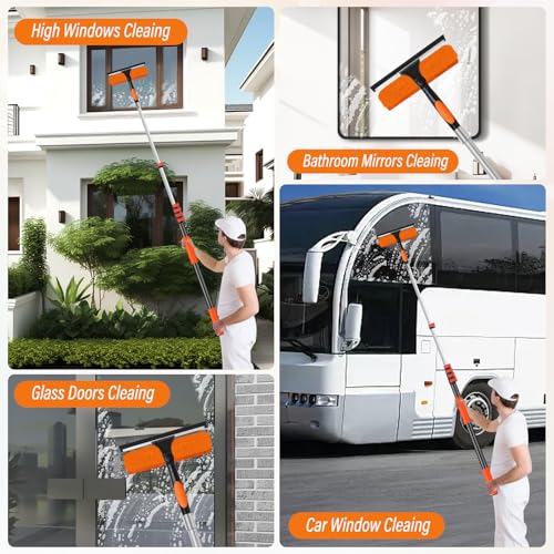 ACTREY 30FT Window Cleaning Kit with 10.65in Squeegee & 24FT Extension Pole