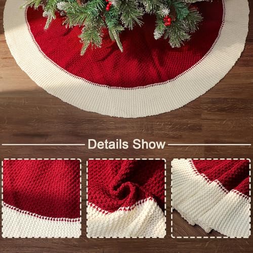 LimBridge Knit Christmas Tree Skirt - 48 Inch Rustic Holiday Decor