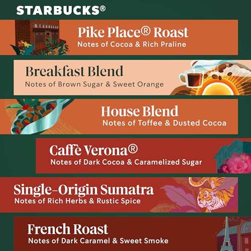 Starbucks K-Cup Coffee Pods Variety Pack - Medium & Dark Roast, 60 Count