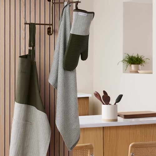 Silicone Oven Mitts 2-Pack - Heat Resistant Up to 500°F, Waterproof & Non-Slip, Green