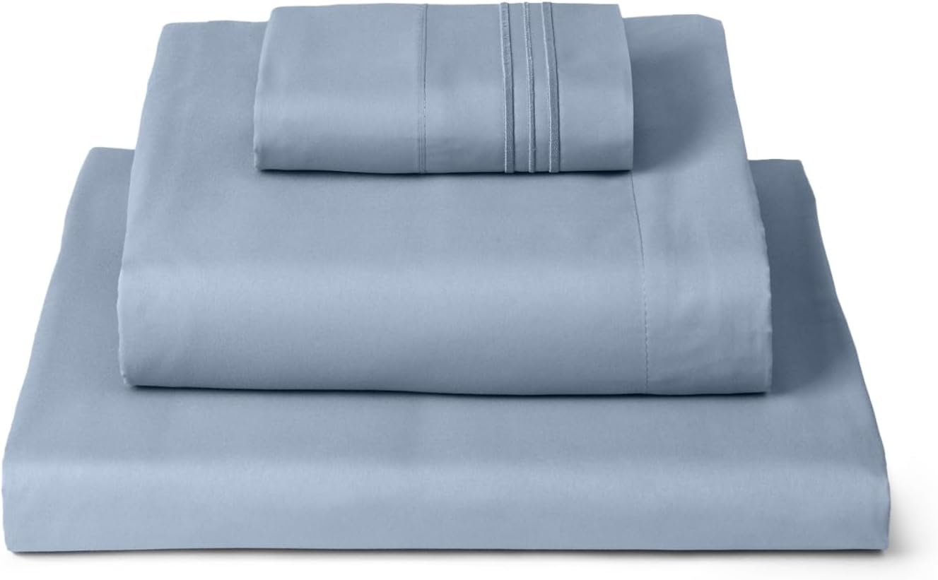 Mellanni Twin Sheets Set - 3 PC Hotel Luxury Bedding | Extra Soft, Cooling, Wrinkle-Resistant (Twin, Blue Hydrangea)
