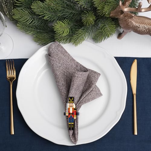 Nutcracker 6-Pack Christmas Napkin Rings - Metal Holiday Napkin Holders (EYNDYN)