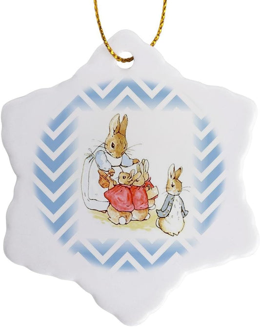 Peter Rabbit 3D Snowflake Ornament - Blue Chevron Stripes, 3-Inch Holiday Decor