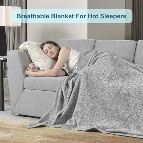KAWAHOME Heather Grey Queen Size Sweatshirt Blanket for Bed, Lightweight & Soft