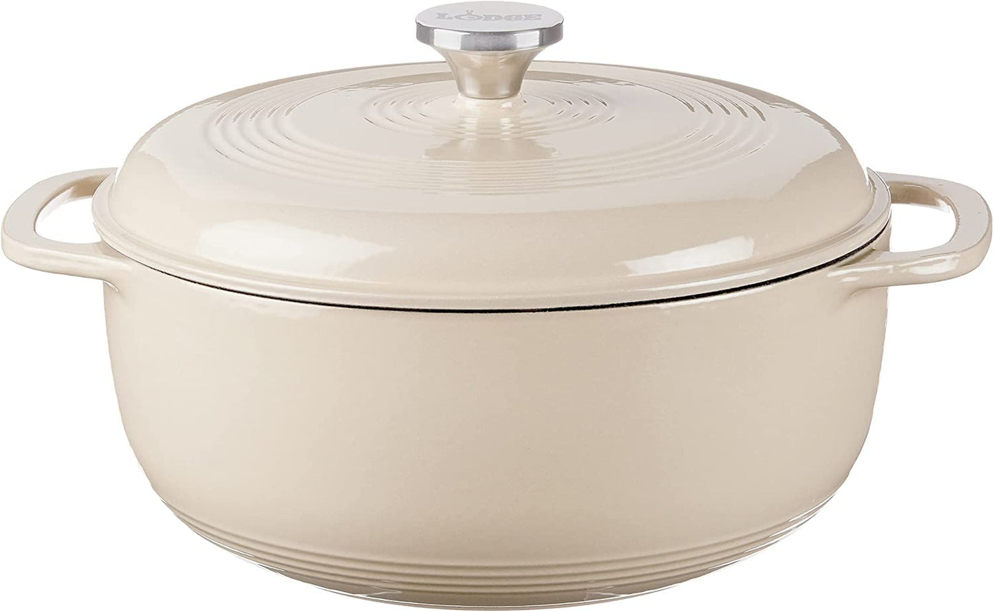 Lodge Essential Enamel Cast Iron Dutch Oven with Lid - Oven-Safe Enamel Cookware up to 500° F - Heat-Retaining Braising & Roasting Pot - Non-Toxic Cookware - 7.5 Quart, Sandalwood