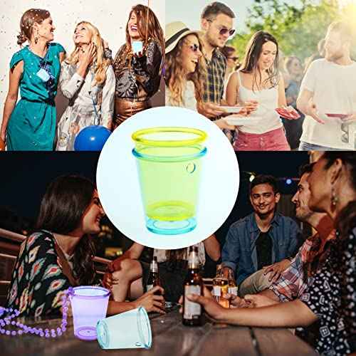 8 Pieces Christmas Shot Glass on Beaded Necklace, Plastic Colorful Clear Shot Cup Necklace, Bachelorette Party Team Groom and Bride Supplies for Birthday Wedding Festival Parade Favor