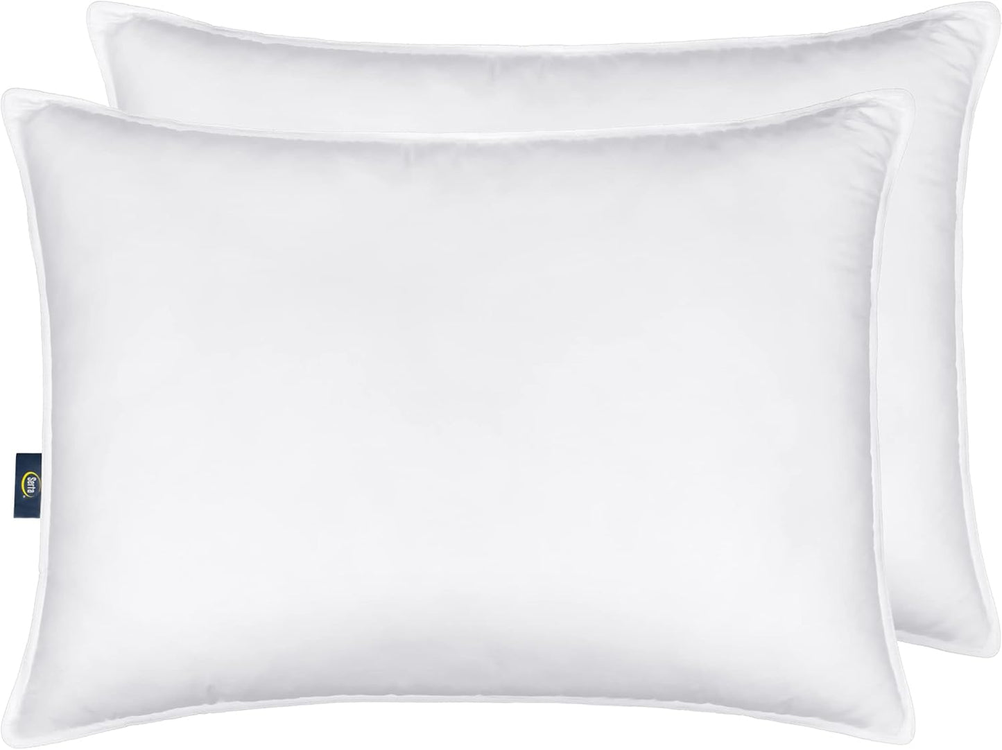 Serta Down Illusion Bed Pillows - Soft Hypoallergenic Comfort for All Sleep Positions | Queen Size, White (2 Pack)