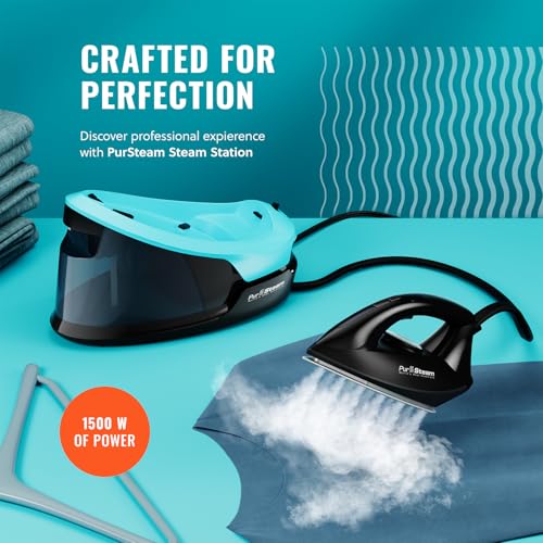 PurSteam Steam Station Max - 1500W Steam Iron with 50.7oz Water Tank, Fast Heat Up