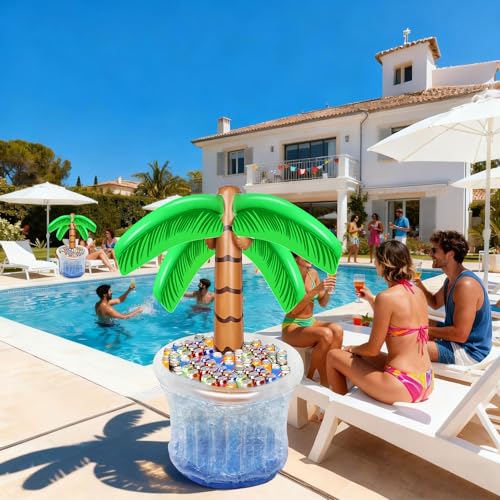 2 Pack Inflatable Palm Tree Cooler - 60" Pool Party Tropical Decor