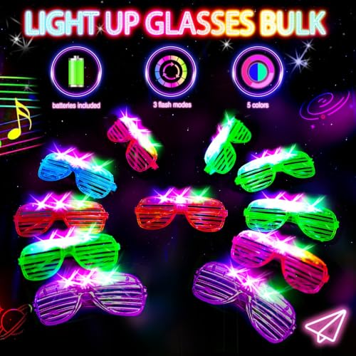 SHQDD 75PCS LED Light Up Glasses - Neon Party Favors & Glow in Dark Party Supplies (Variation 75)