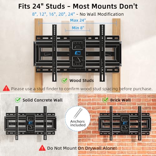 Heavy-Duty Full-Motion TV Wall Mount for 40-90 Inch TVs - Fits 24" Studs - Model 6604