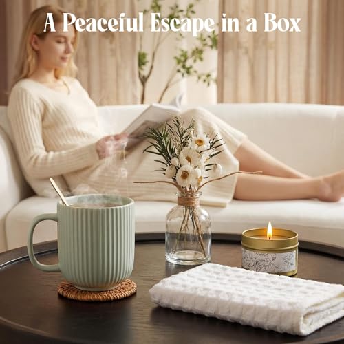 Sage Green Self Care Gift Basket for Women - Cozy Care Package, Relaxing Set for Best Friend, Sister, Mom, Girlfriend