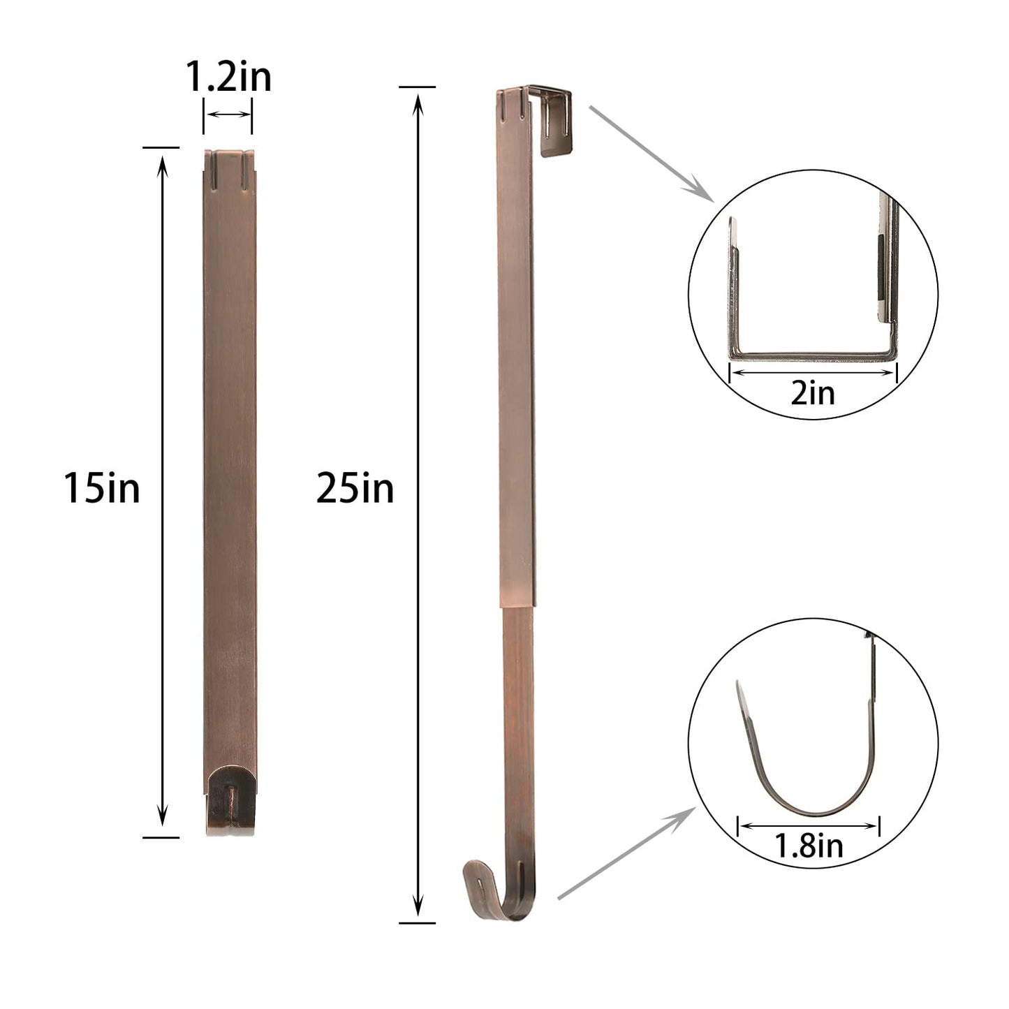 Sattiyrch Adjustable Wreath Hanger, Over The Door Wreath Hook from 15-25 Inch, Holds up to 20 lbs, Brushed Copper