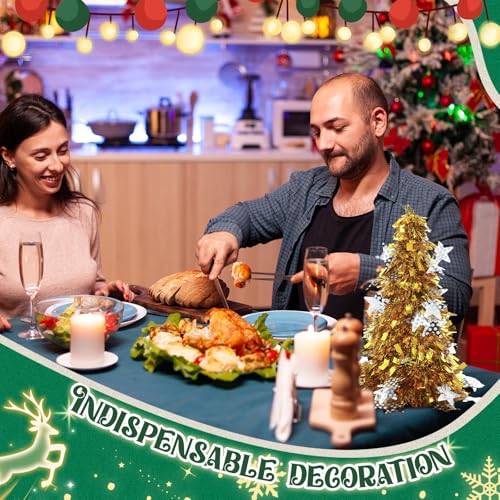 Libima Gold Mini Tinsel Christmas Trees Set of 20 - 10 Inch Artificial Holiday Decor