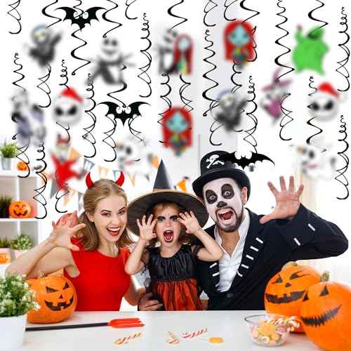 36PCS Halloween Christmas Hanging Swirls Decorations - NO DIY - Halloween Christmas Hanging Streamers for Classroom Ceiling Office Indoor Outdoor Halloween Birthday Party Decorations Supplies