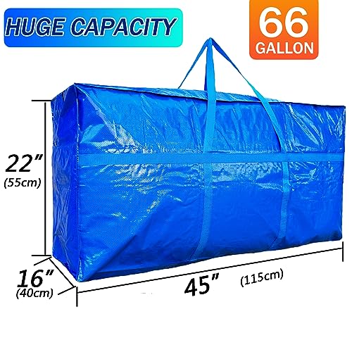 66 Gallon Extra Large Storage Bag 250L - Heavy Duty with Zipper, 1 Pack Blue (MKOKYD)