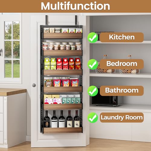 6-Tier Over-The-Door Pantry Organizer Black - Adjustable Spice & Storage Rack