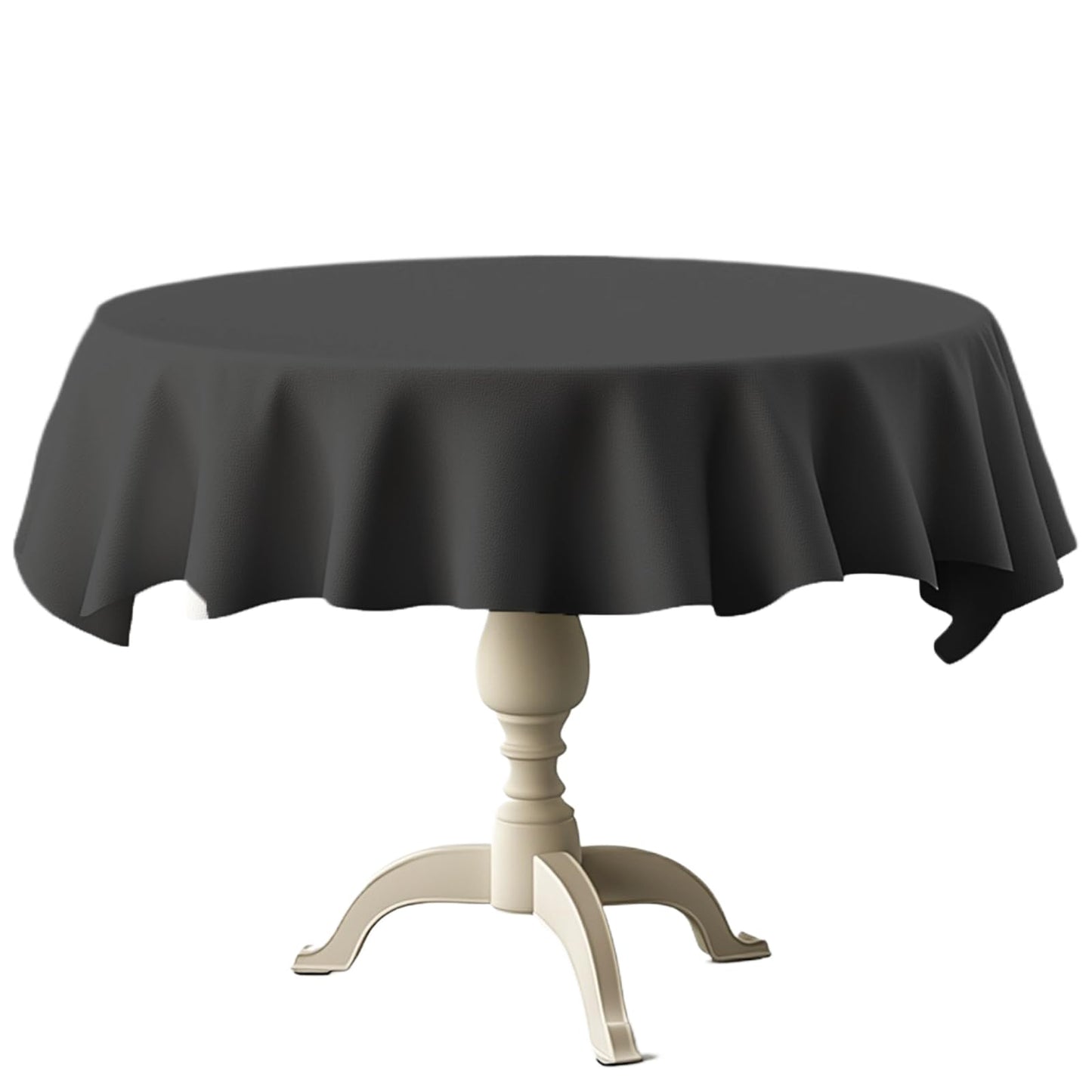 TWINPRET Round Tablecloth 60 Inch, Black Waterproof Washable Polyester Table Cloth - Stain & Oil Resistant Circle Table Cover for Indoor Outdoor Dining, Patio, Party (Fits 20-48 Inch Tables)