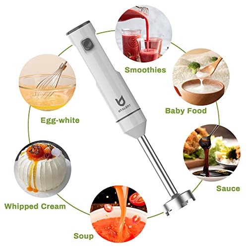 Cordless Hand Blender with Whisk - Rechargeable Food Mixer for Smoothies & Soups