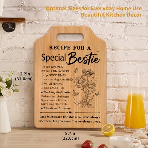 Bestie Gifts for Women - Friendship Cutting Board, Milcier 12x8.7 Inch