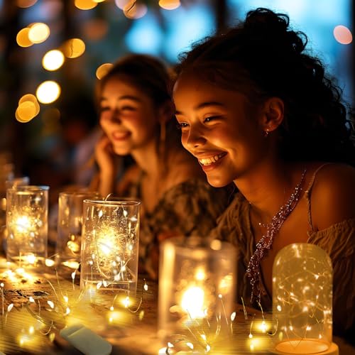 6 Pack Fairy Lights Battery Operated String Lights, 10 LED on 3.3ft Silvery Copper Wire,High Brightness for Wedding Christmas Flowers Gift Box Decoration (6 Pack, Warm White)