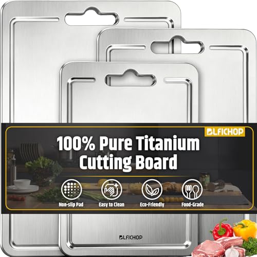 Gray 17.32x11.8in Titanium Double-Sided Cutting Board Set with Juice Groove