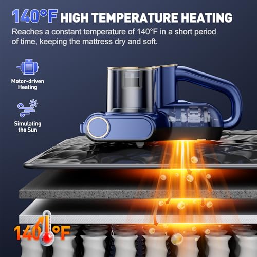 Blue & Gold Mattress Vacuum Cleaner with 16Kpa Suction UV-C Light Ultra-Deep Cleaning
