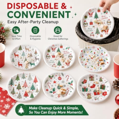 YIPTYBEU 48 Pack Christmas Paper Plates 7 Inch Assorted Holiday Designs - Christmas