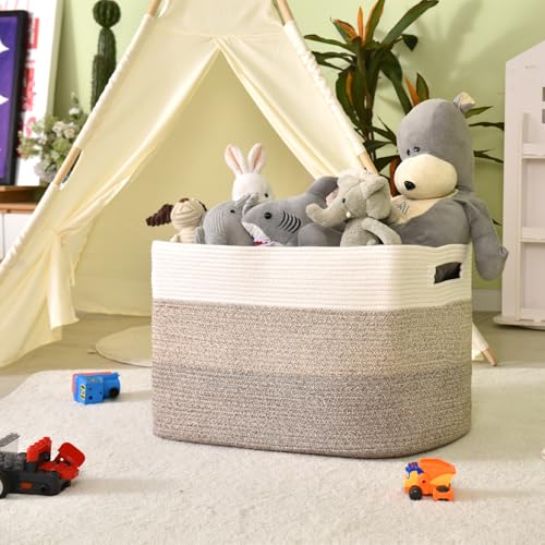 Extra Large Blanket Basket - Gradient Brown 25x16x16 Storage Bin for Living Room