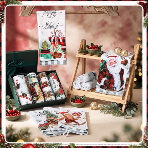 VitalCozy Simple Style 12-Pack Christmas Kitchen Towels 14x21 Inches