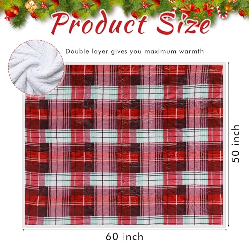 Tiamon 2-Pack Christmas Throw Blankets 50x60in, Buffalo Plaid Holiday Decor