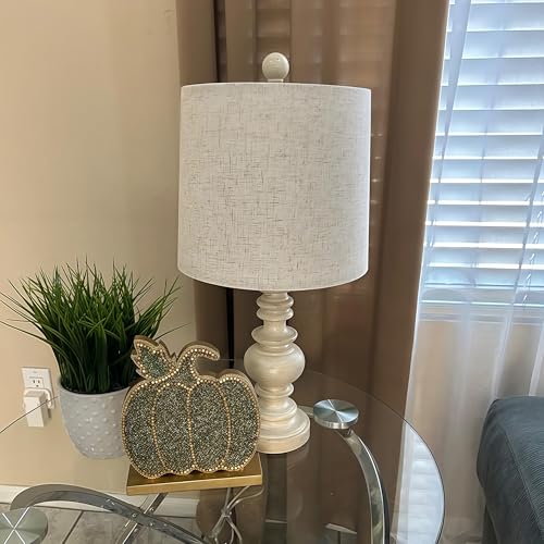 BOBOMOMO Antique White Rustic 20.5-Inch Table Lamp Set of 2 – Small Size, Farmhouse Bedroom Decor